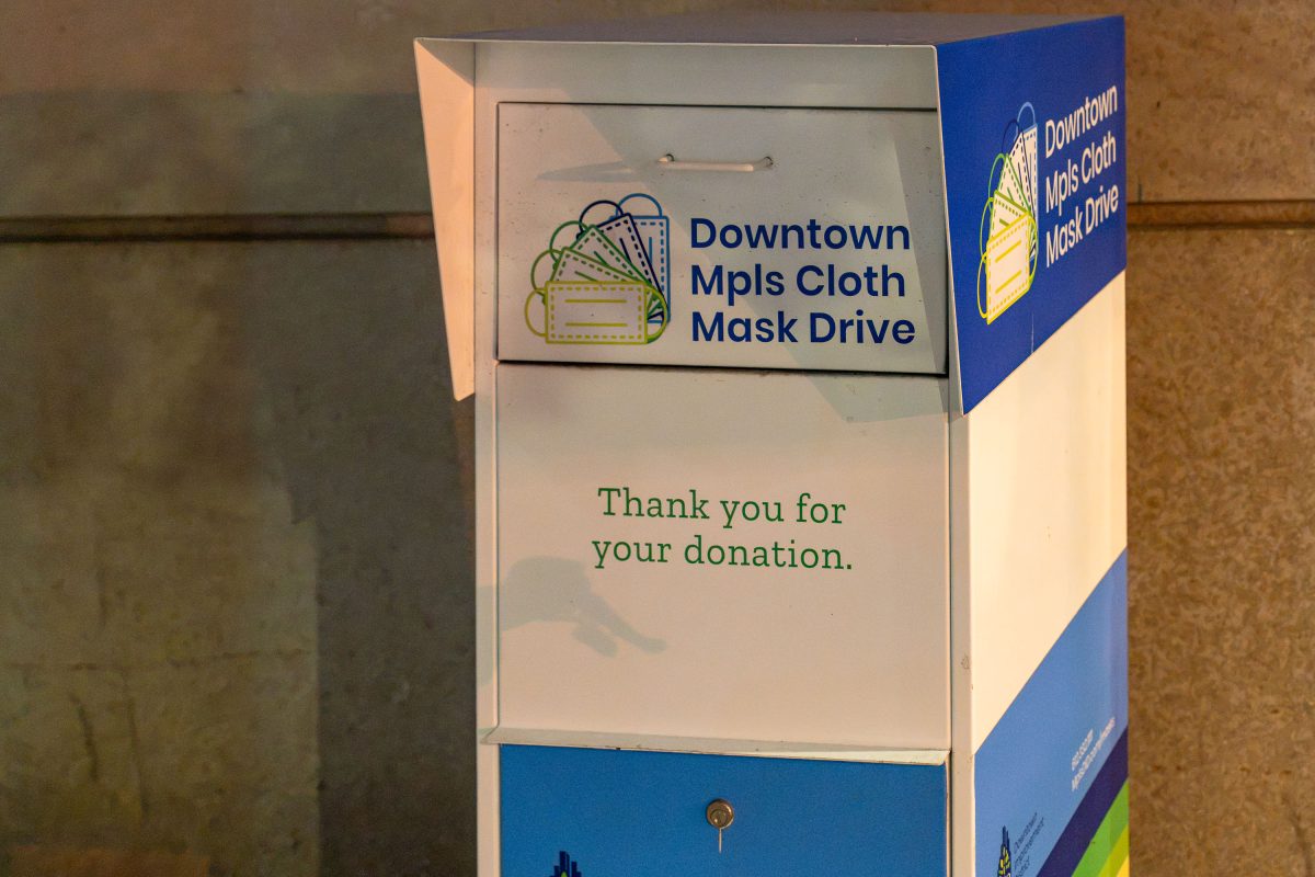 Downtown Minneapolis Cloth Mask Drive Box