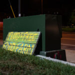 "Floyd's Free Food Farm" sign seen near the Minneapolis police third precinct police station.