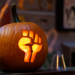 A pumpkin carving at George Floyd Square in Minneapolis.