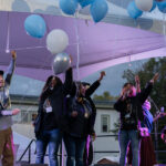 George Floyd’s aunt Angela Harrelson, his cousin Paris Stevens, Jeanelle Austin along with friends of George Floyd release balloons on what would have been his 48th birthday.   The event at George Floyd Square was put together by the George Floyd Global Memorial.