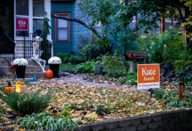 A Kate Knuth for Mayor of Minneapolis yard sign in South Minneapolis.