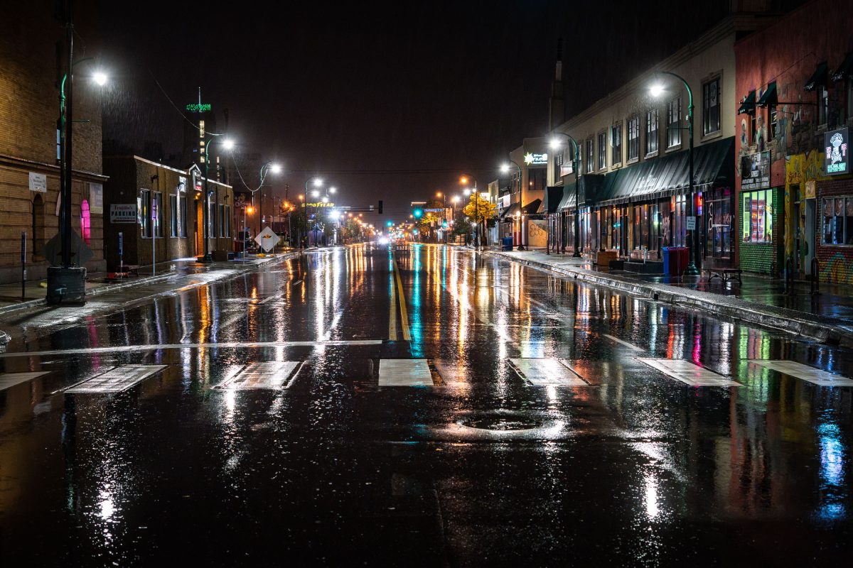Lake Street rain in South Minneapolis