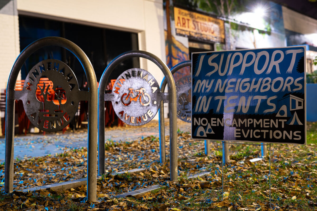 No Encampment Evictions Yard Sign in Minneapolis