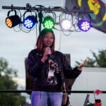 Paris Stevens, George Floyd's cousin, speaks at George Floyd Square on what would’ve been George Floyd's 48th birthday.