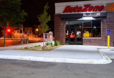 AutoZone on East Lake St open for business after being the first building to burn during the Minneapolis Uprising.
