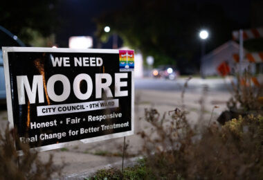 A Mickey Moore yard sign seen in South Minneapolis. Moore is running for City Council 9th Ward.