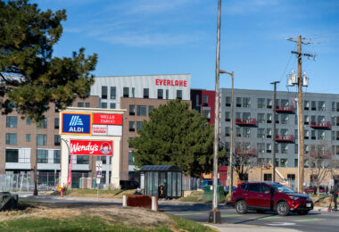 “Everlake” signage up at the Midtown Corner apartments that burned last year. Per website:“Embrace the Lake Street community and move home to the brand new Everlake apartments. Cultural charisma. Urban connectivity. Always Minneapolis, Everlake.”