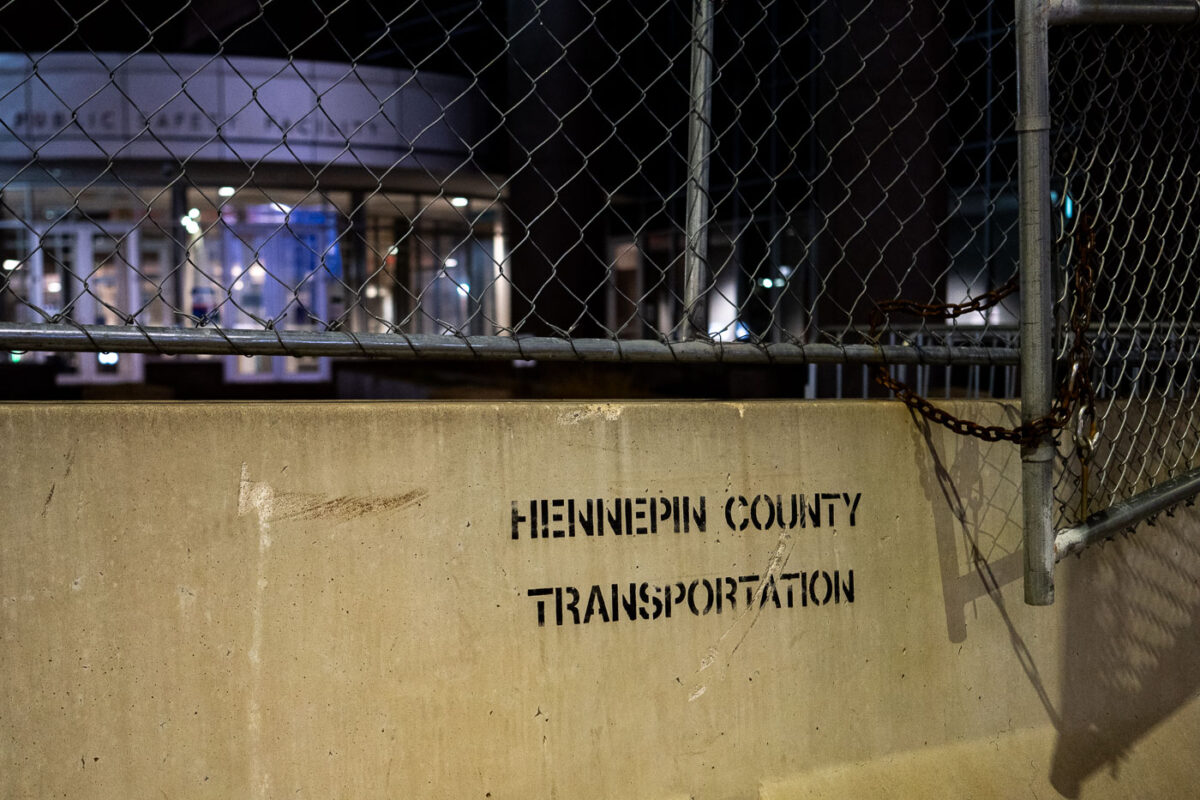 Security fencing around the county jail in downtown Minneapolis prior to the Kim Potter trial. Potter is accused of killing Daunte Wright.
