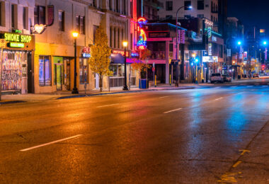 Looking down Lake Street towards Girard Avenue in Uptown Minneapolis