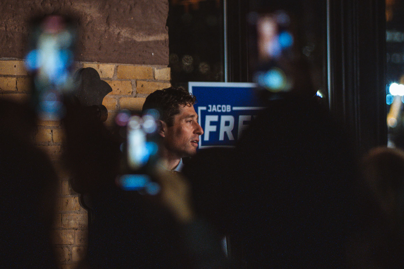 Minneapolis Mayor Jacob Frey speaks to supporters