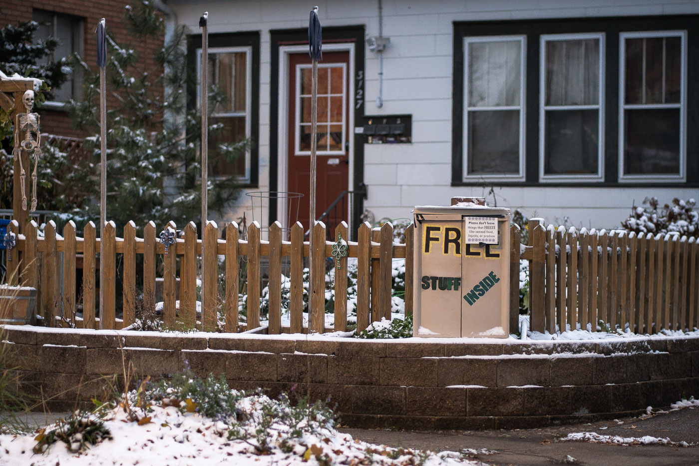 Neighborhood Free-Stuff Cabinet in Winter