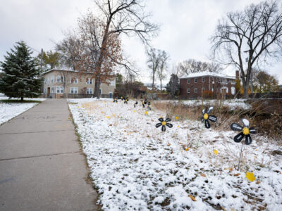 First Snow at Say Their Names Memorial, George Floyd Square