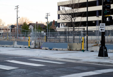 Security fences around the Lake & Girard parking garage where Winston Smith was killed by law enforcement in June.