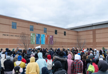 Students and activists gathered at Prior Lake High School after a racist video goes viral online.
