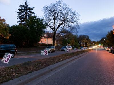Vote No On Question 3 Signs on Lyndale Avenue, Minneapolis