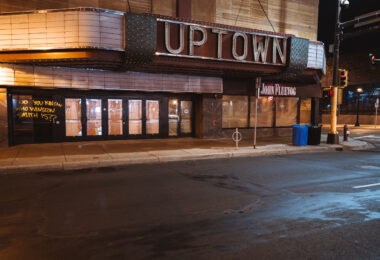 Graffiti at the Uptown Theatre on Hennepin. "Do you know who Winston Smith is??"