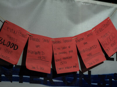 Winston Smith Protest Notes at Uptown Minneapolis Parking Ramp