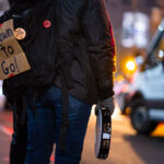 Protesters march through downtown Minneapolis as the first day of the Kim Potter manslaughter trial ends. Potter is on trial for the April 11, 2021 shooting death of 20-year old Daunte Wright in Brooklyn Center, Minn.