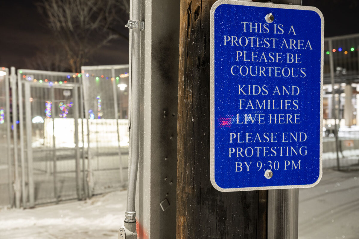 Brooklyn Center Police Protest Area Sign