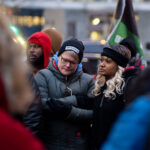 Protesters march through downtown Minneapolis as the first day of the Kim Potter manslaughter trial ends. Potter is on trial for the April 11, 2021 shooting death of 20-year old Daunte Wright in Brooklyn Center, Minn.
