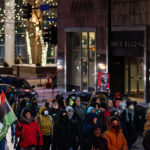 Protesters march through downtown Minneapolis as the first day of the Kim Potter manslaughter trial ends. Potter is on trial for the April 11, 2021 shooting death of 20-year old Daunte Wright in Brooklyn Center, Minn.