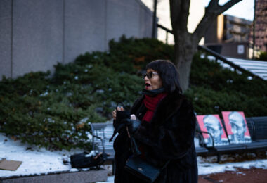 Emmett Till's cousin Deborah Watts outside the courthouse as the jury finds former Brooklyn Center police officer Kim Potter guilty on all counts of manslaughter in the death of Daunte Wright.