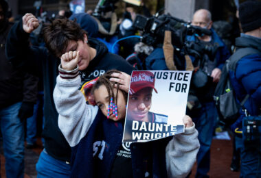 Reaction outside the courthouse where former Brooklyn Center Police Officer Kim Potter was found guilty on all manslaughter charges in the April 11, 2021 shooting death of Daunte Wright.
