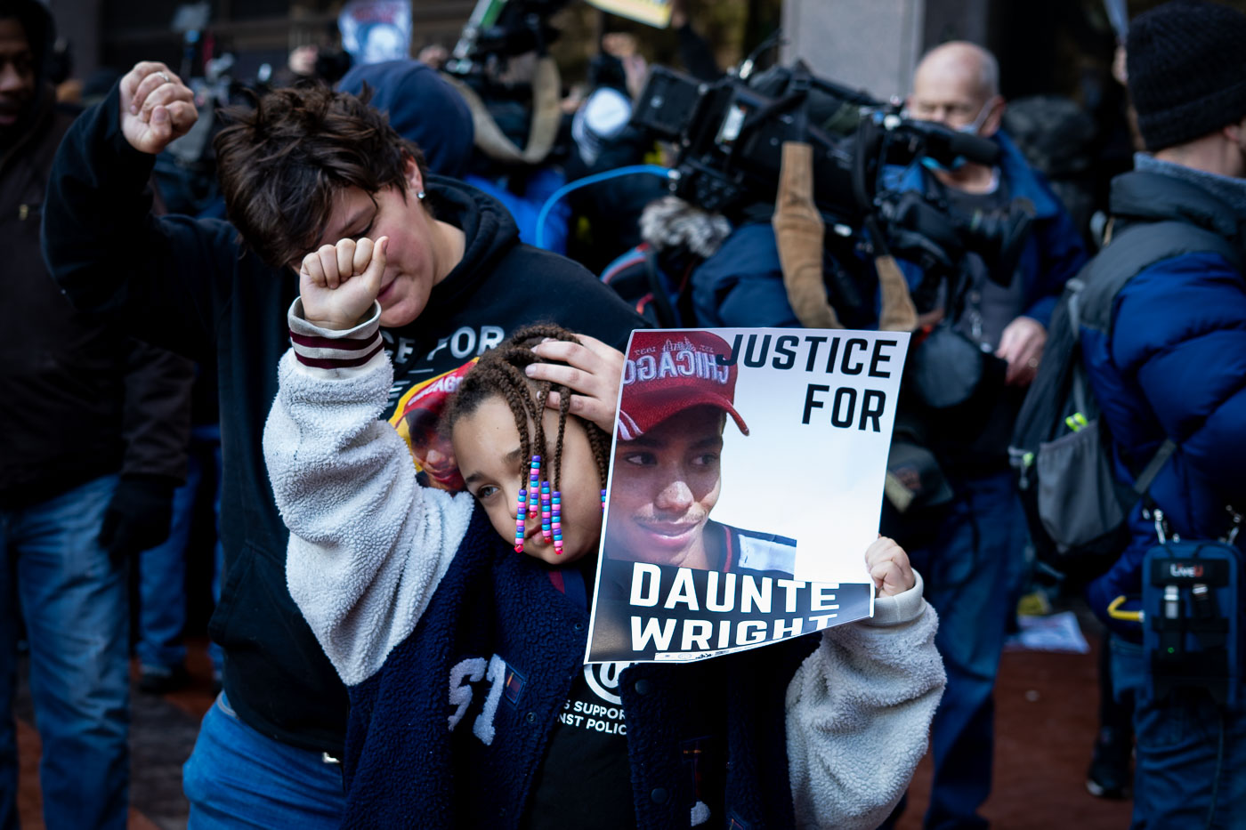 Fists in the air after Kim Potter verdict