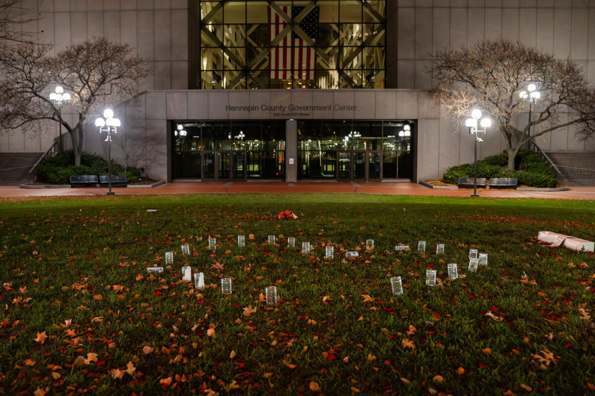 Heart shaped candles outside courthouse