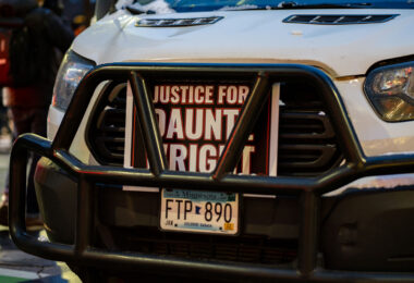 Protesters march through downtown Minneapolis as the first day of the Kim Potter manslaughter trial ends. Potter is on trial for the April 11, 2021 shooting death of 20-year old Daunte Wright in Brooklyn Center, Minn.
