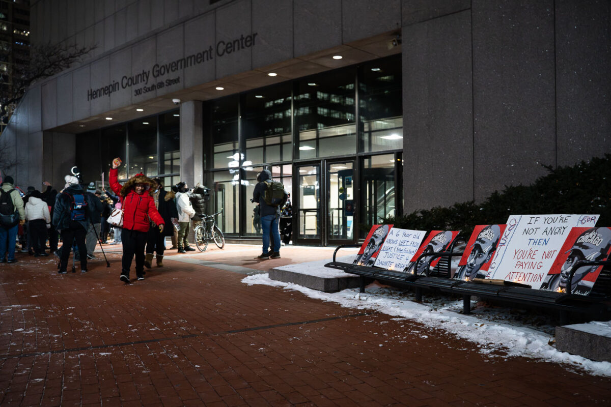 Protesters outside Kim Potter trial courthouse