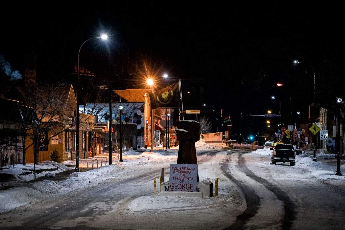 George Floyd Square on an evening where temperatures would hit -16F