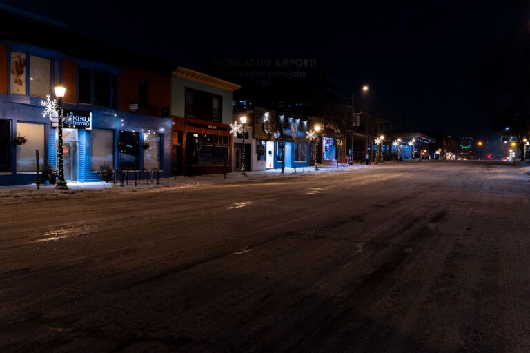 An empty Hennepin Avenue in Uptown Minneapolis 1 Hennepin Avenue in Minneapolis in January.