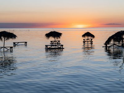 Palapas at Secret Beach, Ambergris Caye, Belize