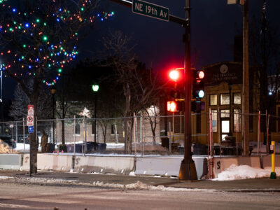 Minneapolis 2nd Precinct Police Station with Christmas Lights