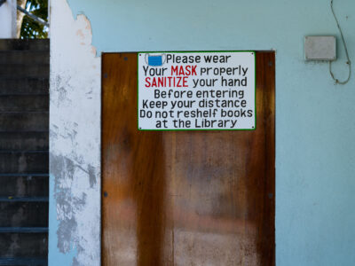 COVID-19 Library Sign, San Pedro, Belize