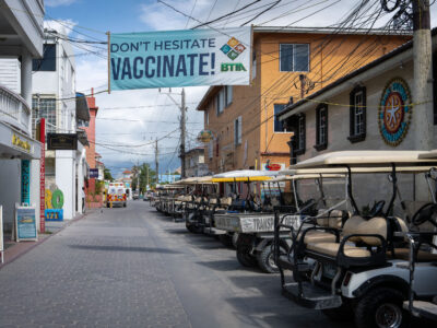 Vaccination Banner in San Pedro, Belize