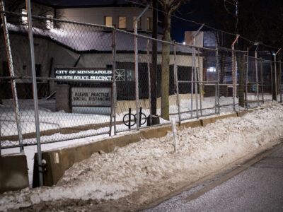 Minneapolis Police Fourth Precinct with Razor Wire and Snow