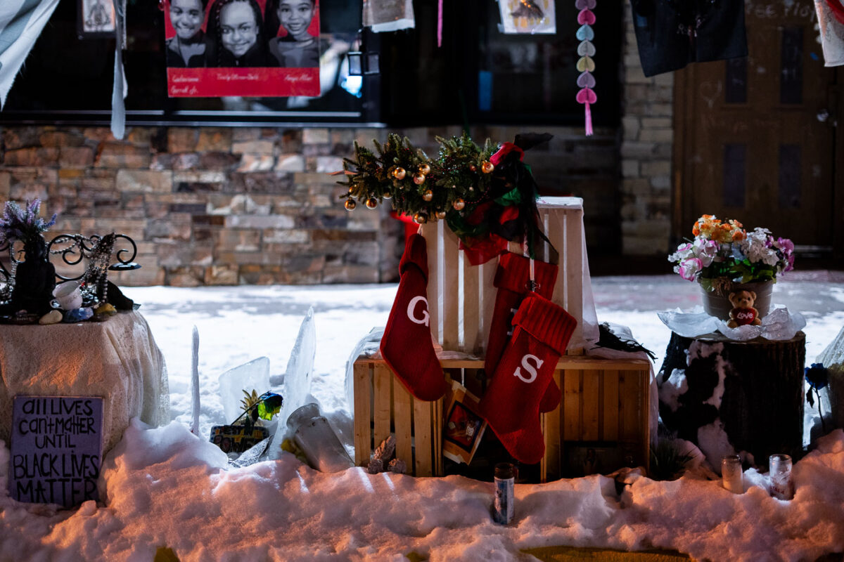 George Floyd Square Memorial in the snow