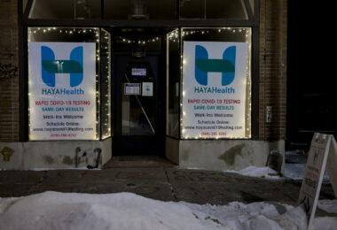 A COVID-19 testing site operated by Haya Health on Chicago Avenue.