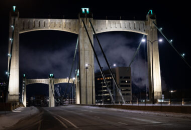 Minneapolis gets hidden behind steam when it gets to -15F. Some photos from the early morning hours of January 2, 2022.