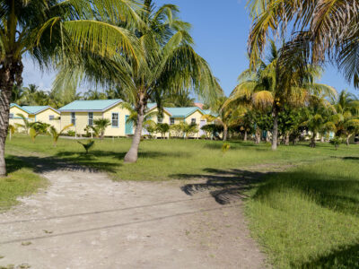 Yellow Bungalows with Teal Roofs, San Pedro, Belize