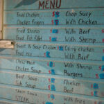 A menu in San Pedro Ambergris Caye, Belize.
