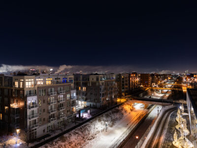 Midtown Greenway, Minneapolis: Winter Night with Steam