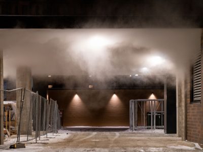 Minneapolis: Steam rises in -15F cold, January 2, 2022