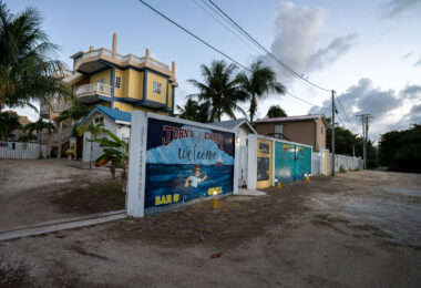 A bar and grill called "John's Escape" on what was once John McAfee's property.