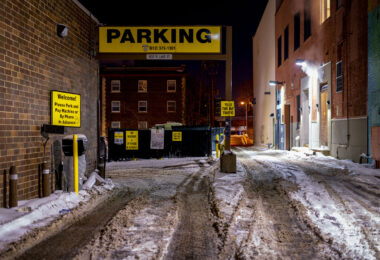 A parking sign off Lake Street in Uptown Minneapolis.
