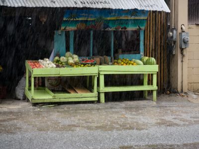 Fruit Stand in Rain, San Pedro Market, Belize