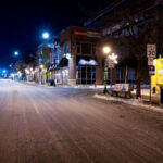 Lagoon Ave in Uptown Minneapolis after snowfall.