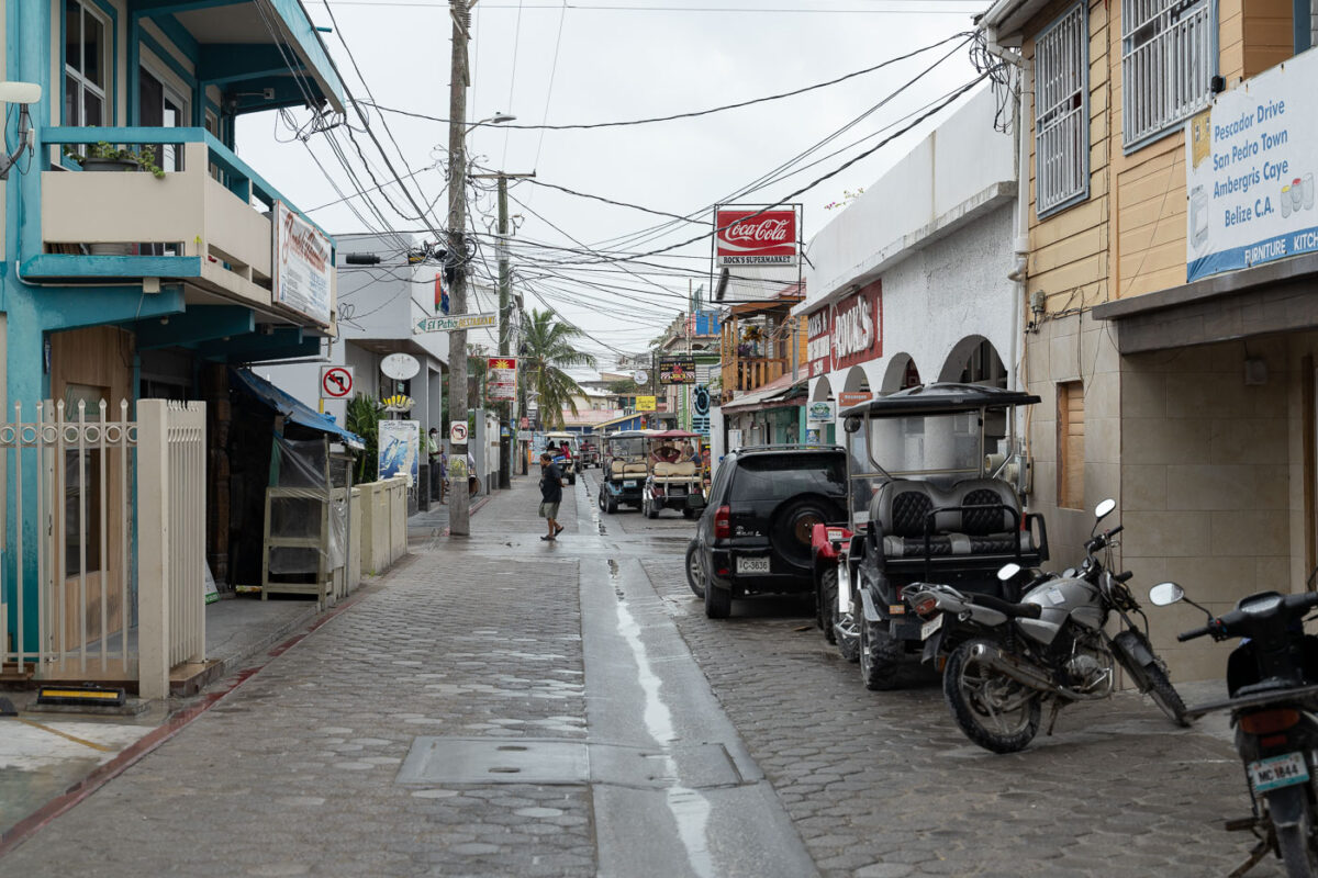 A street in San Pedro, Belize.